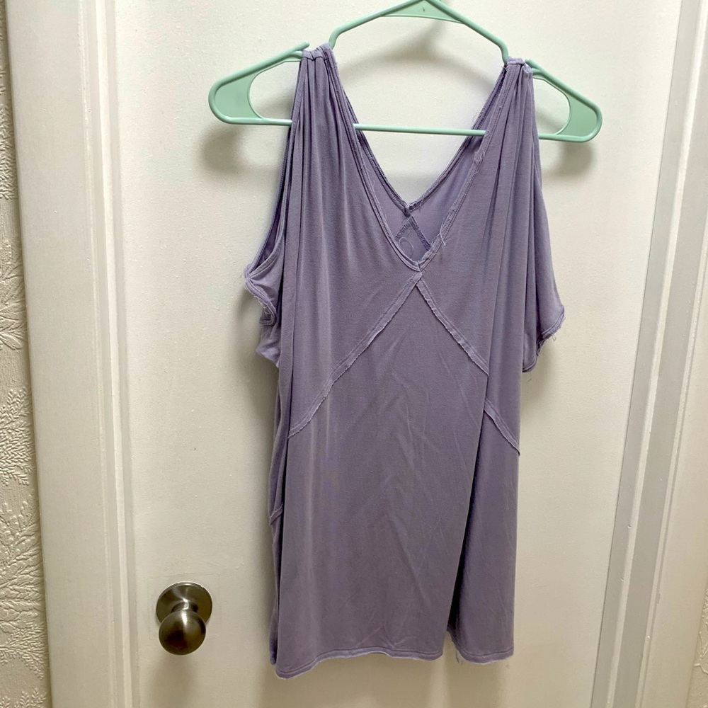 American Eagle Off Shoulder Purple Shirt
